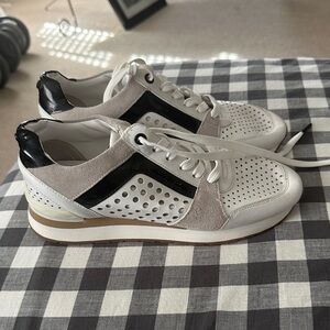 MICHAEL Michael Kors White and Black Perforated Sneakers